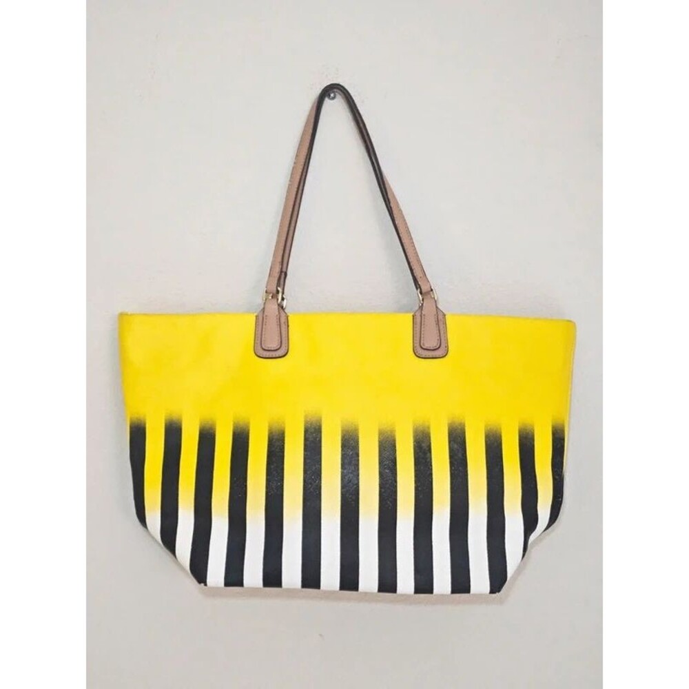 Yellow & Black Ombre Striped Gianni Bini Faux Leather Tote Bag